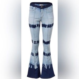 VENUS Blue Tie-Dye Flare Jeans